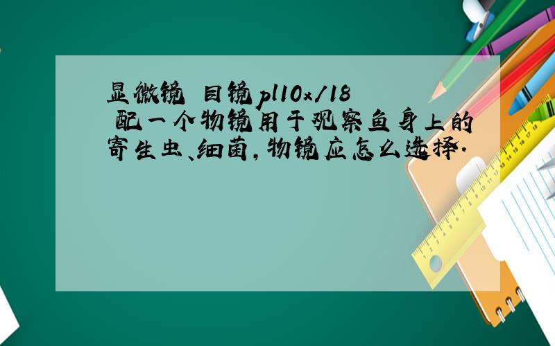 显微镜 目镜pl10x/18 配一个物镜用于观察鱼身上的寄生虫、细菌,物镜应怎么选择.