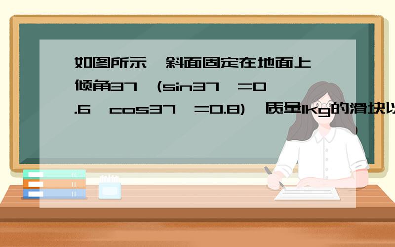 如图所示,斜面固定在地面上,倾角37°(sin37°=0.6,cos37°=0.8),质量1kg的滑块以