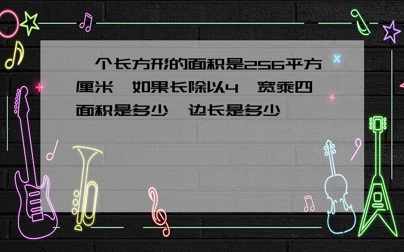 一个长方形的面积是256平方厘米,如果长除以4,宽乘四,面积是多少,边长是多少