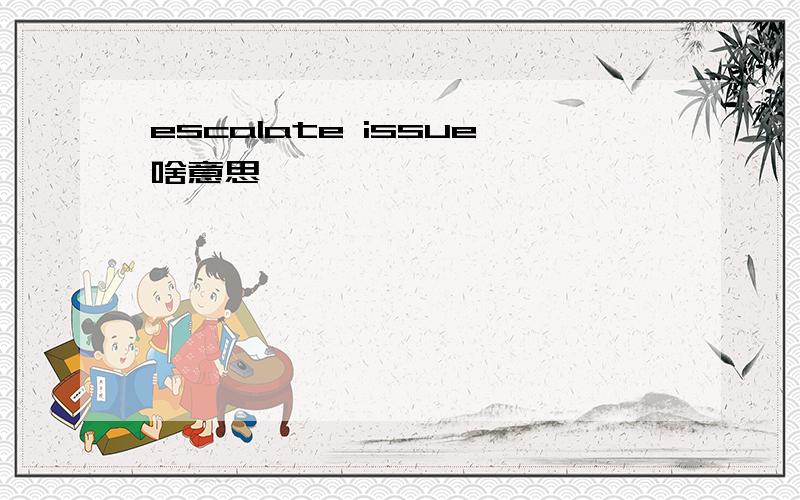 escalate issue啥意思