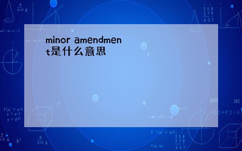 minor amendment是什么意思