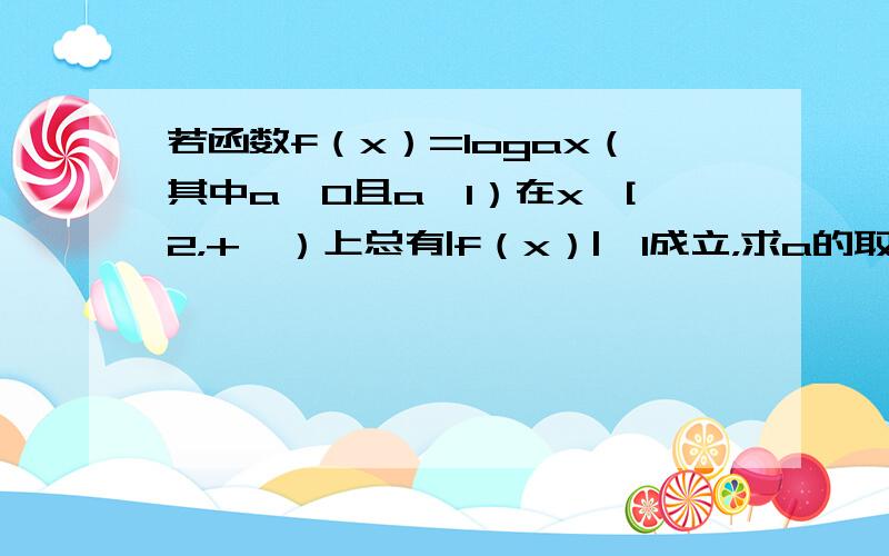 若函数f（x）=logax（其中a＞0且a≠1）在x∈[2，+∞）上总有|f（x）|＞1成立，求a的取值范围．