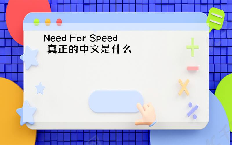 Need For Speed 真正的中文是什么