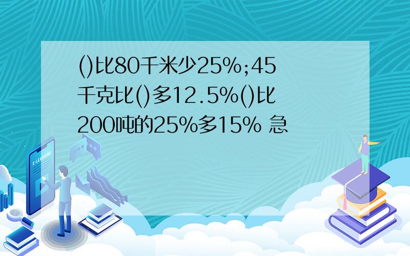 ()比80千米少25%;45千克比()多12.5%()比200吨的25%多15% 急