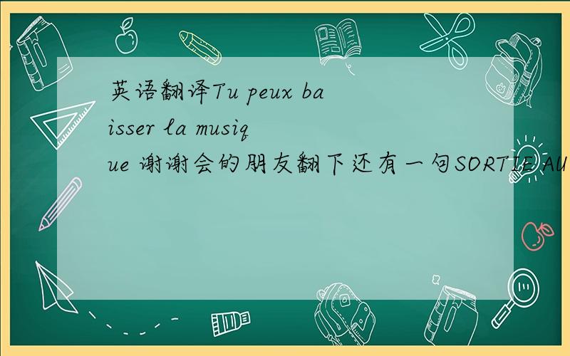 英语翻译Tu peux baisser la musique 谢谢会的朋友翻下还有一句SORTIE AU CINEMAL