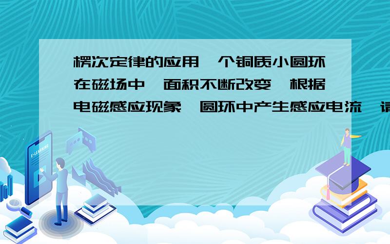 楞次定律的应用一个铜质小圆环在磁场中,面积不断改变,根据电磁感应现象,圆环中产生感应电流,请问感应电流的方向如何判定.请