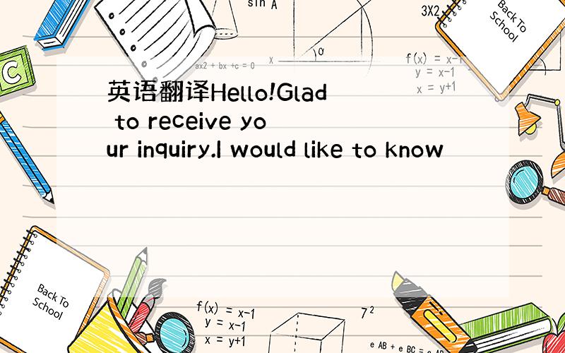 英语翻译Hello!Glad to receive your inquiry.I would like to know