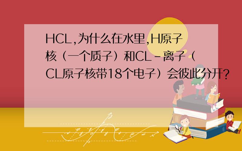 HCL,为什么在水里,H原子核（一个质子）和CL-离子（CL原子核带18个电子）会彼此分开?