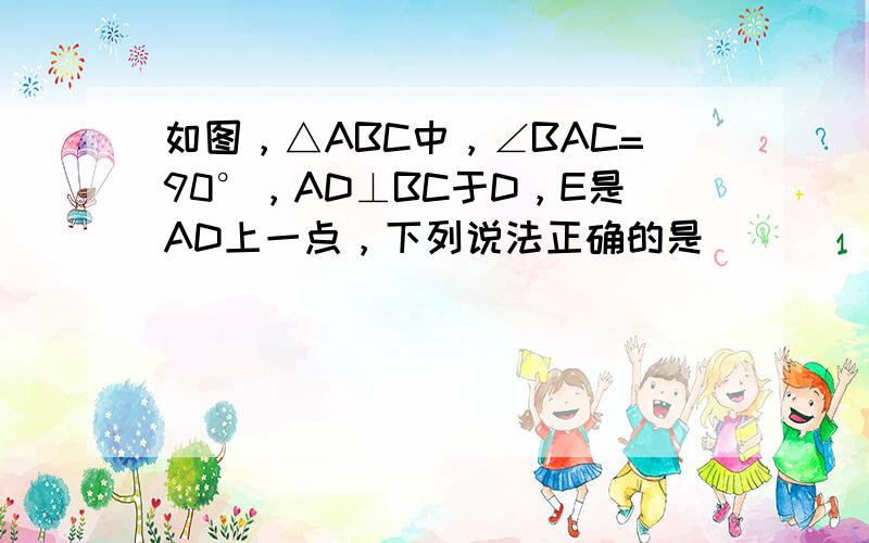 如图，△ABC中，∠BAC=90°，AD⊥BC于D，E是AD上一点，下列说法正确的是（　　）