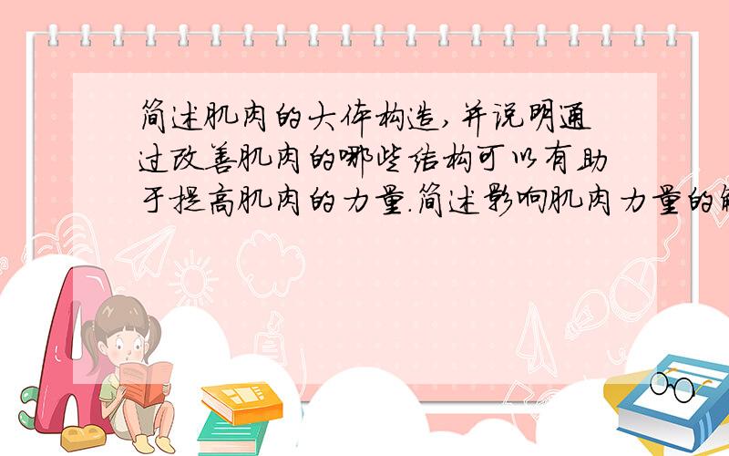 简述肌肉的大体构造,并说明通过改善肌肉的哪些结构可以有助于提高肌肉的力量.简述影响肌肉力量的解剖...