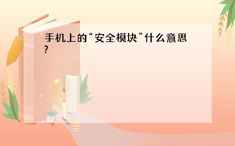 手机上的“安全模块”什么意思?