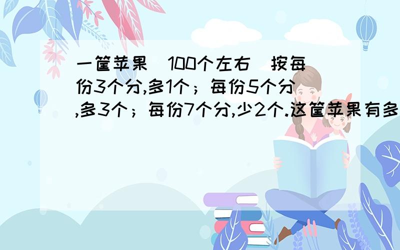 一筐苹果（100个左右）按每份3个分,多1个；每份5个分,多3个；每份7个分,少2个.这筐苹果有多少个?