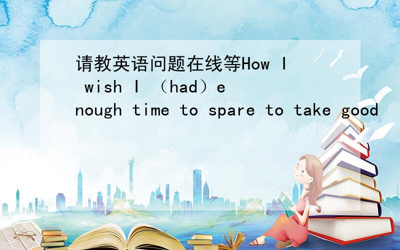 请教英语问题在线等How I wish I （had）enough time to spare to take good