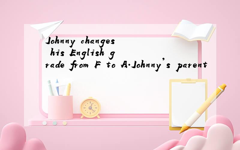 Johnny changes his English grade from F to A.Johnny's parent