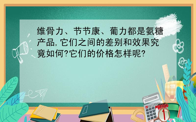 维骨力、节节康、葡力都是氨糖产品,它们之间的差别和效果究竟如何?它们的价格怎样呢?