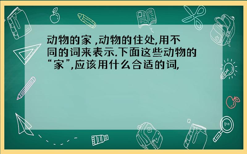 动物的家 ,动物的住处,用不同的词来表示.下面这些动物的“家”,应该用什么合适的词,