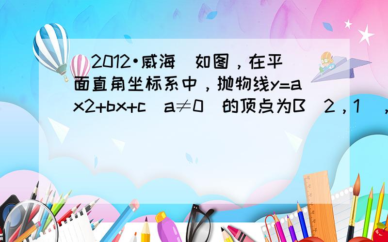 （2012•威海）如图，在平面直角坐标系中，抛物线y=ax2+bx+c（a≠0）的顶点为B（2，1），且过点A（0，2）