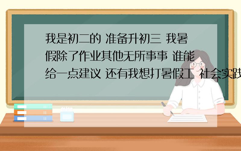 我是初二的 准备升初三 我暑假除了作业其他无所事事 谁能给一点建议 还有我想打暑假工 社会实践嘛