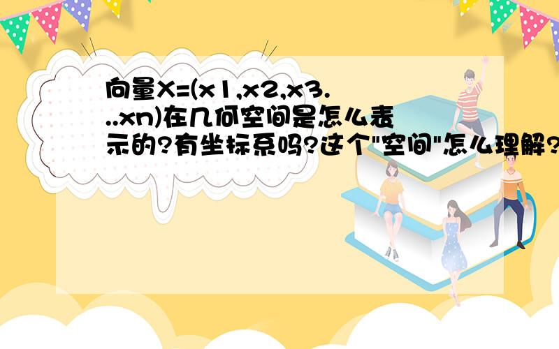 向量X=(x1,x2,x3...xn)在几何空间是怎么表示的?有坐标系吗?这个