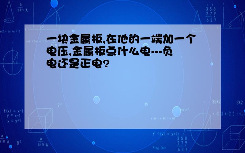 一块金属板,在他的一端加一个电压,金属板点什么电---负电还是正电?