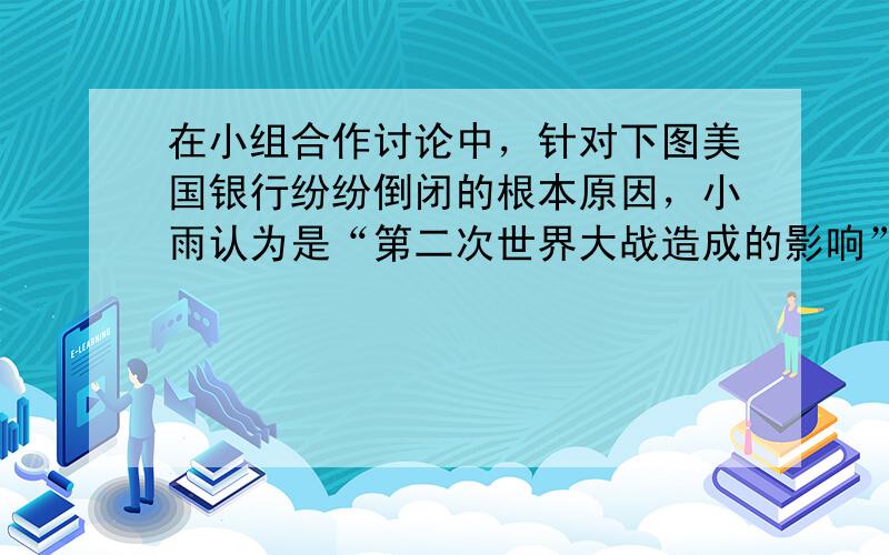 在小组合作讨论中，针对下图美国银行纷纷倒闭的根本原因，小雨认为是“第二次世界大战造成的影响”。你赞同他的看法吗？请简要说