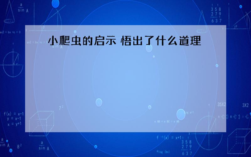 小爬虫的启示 悟出了什么道理