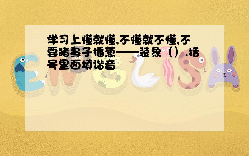 学习上懂就懂,不懂就不懂,不要猪鼻子插葱——装象（）.括号里面填谐音