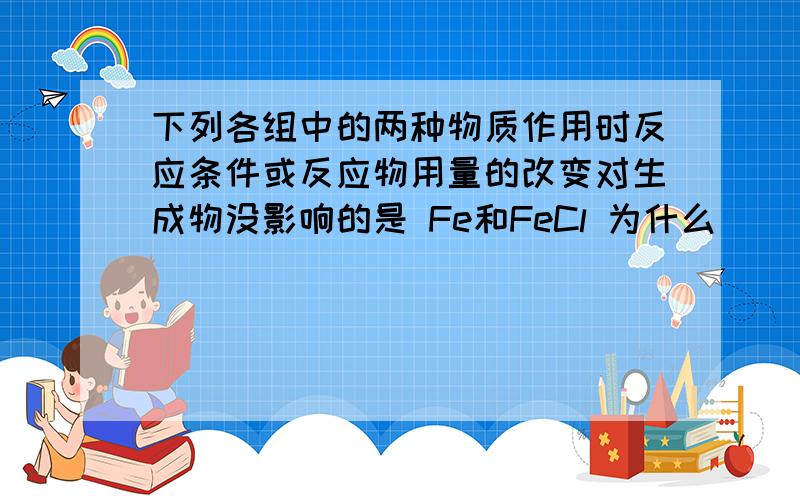 下列各组中的两种物质作用时反应条件或反应物用量的改变对生成物没影响的是 Fe和FeCl 为什么