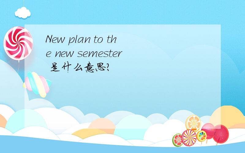 New plan to the new semester 是什么意思?