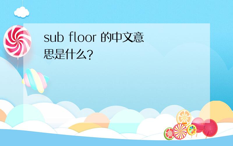 sub floor 的中文意思是什么?