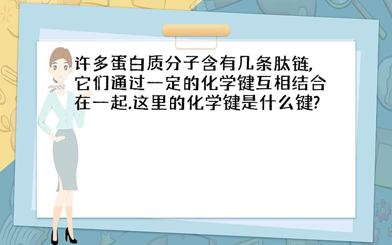 许多蛋白质分子含有几条肽链,它们通过一定的化学键互相结合在一起.这里的化学键是什么键?