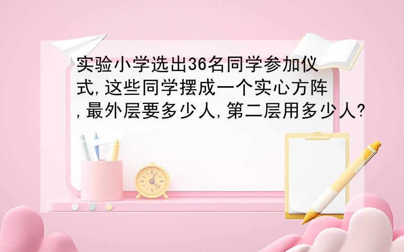 实验小学选出36名同学参加仪式,这些同学摆成一个实心方阵,最外层要多少人,第二层用多少人?