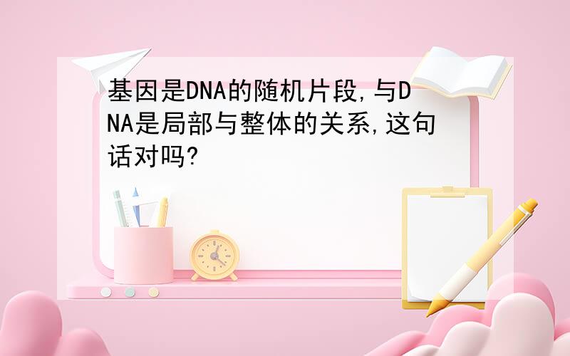 基因是DNA的随机片段,与DNA是局部与整体的关系,这句话对吗?