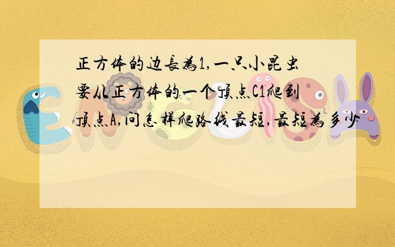 正方体的边长为1,一只小昆虫要从正方体的一个顶点C1爬到顶点A,问怎样爬路线最短,最短为多少