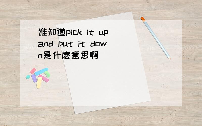 谁知道pick it up and put it down是什麽意思啊