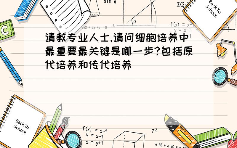 请教专业人士,请问细胞培养中最重要最关键是哪一步?包括原代培养和传代培养