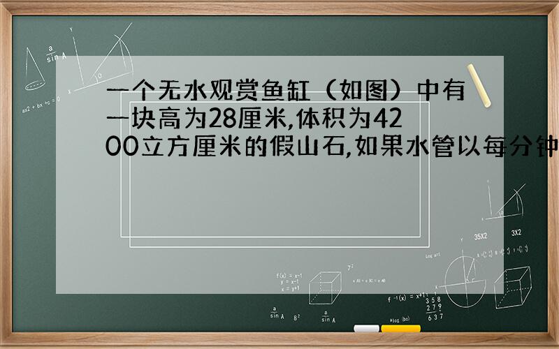 一个无水观赏鱼缸（如图）中有一块高为28厘米,体积为4200立方厘米的假山石,如果水管以每分钟7立方分米