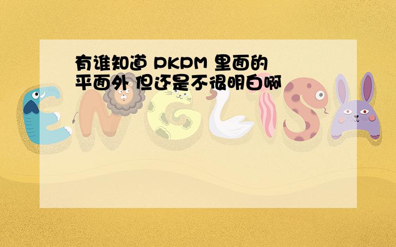 有谁知道 PKPM 里面的 平面外 但还是不很明白啊