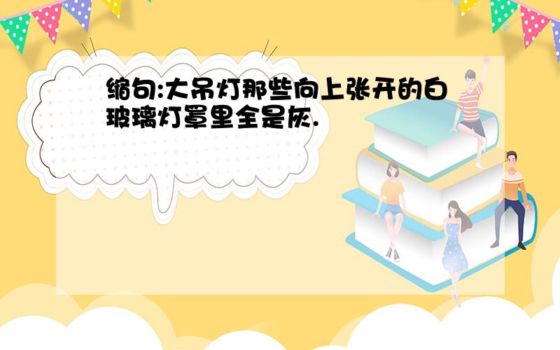 缩句:大吊灯那些向上张开的白玻璃灯罩里全是灰.