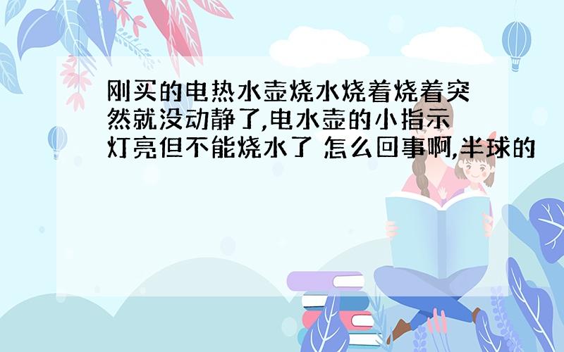 刚买的电热水壶烧水烧着烧着突然就没动静了,电水壶的小指示灯亮但不能烧水了 怎么回事啊,半球的