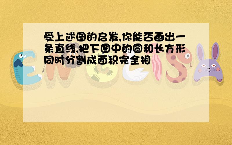 受上述图的启发,你能否画出一条直线,把下图中的圆和长方形同时分割成面积完全相