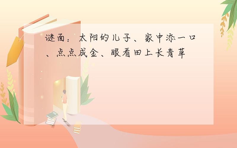 谜面：太阳的儿子、家中添一口、点点成金、眼看田上长青草