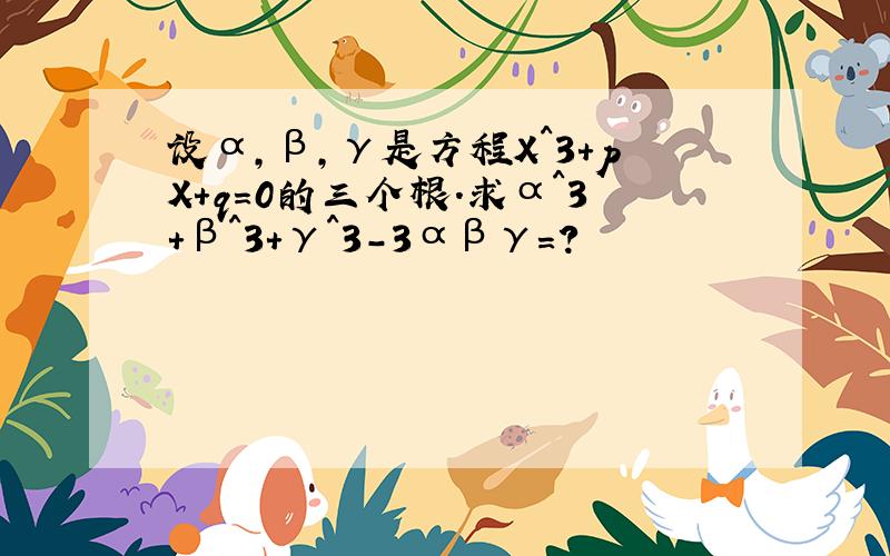 设α,β,γ是方程X^3＋pX＋q＝0的三个根.求α^3＋β^3＋γ^3－3αβγ＝?