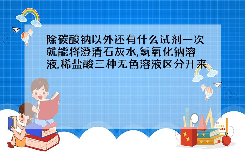 除碳酸钠以外还有什么试剂一次就能将澄清石灰水,氢氧化钠溶液,稀盐酸三种无色溶液区分开来