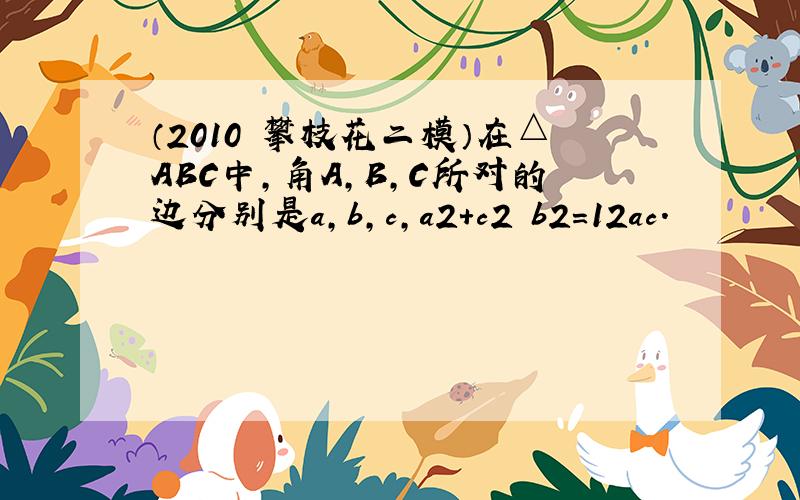 （2010•攀枝花二模）在△ABC中，角A，B，C所对的边分别是a，b，c，a2+c2−b2＝12ac．