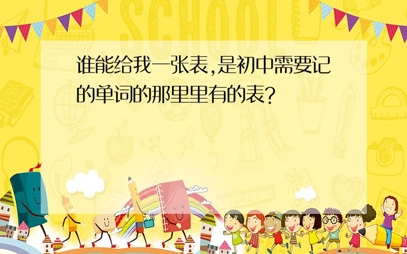 谁能给我一张表,是初中需要记的单词的那里里有的表?