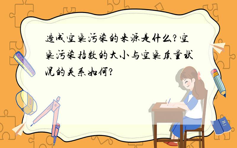 造成空气污染的来源是什么?空气污染指数的大小与空气质量状况的关系如何?