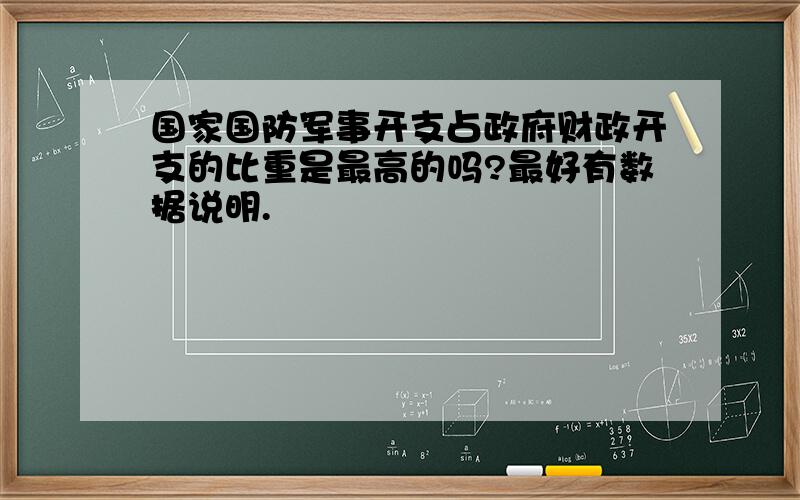 国家国防军事开支占政府财政开支的比重是最高的吗?最好有数据说明.