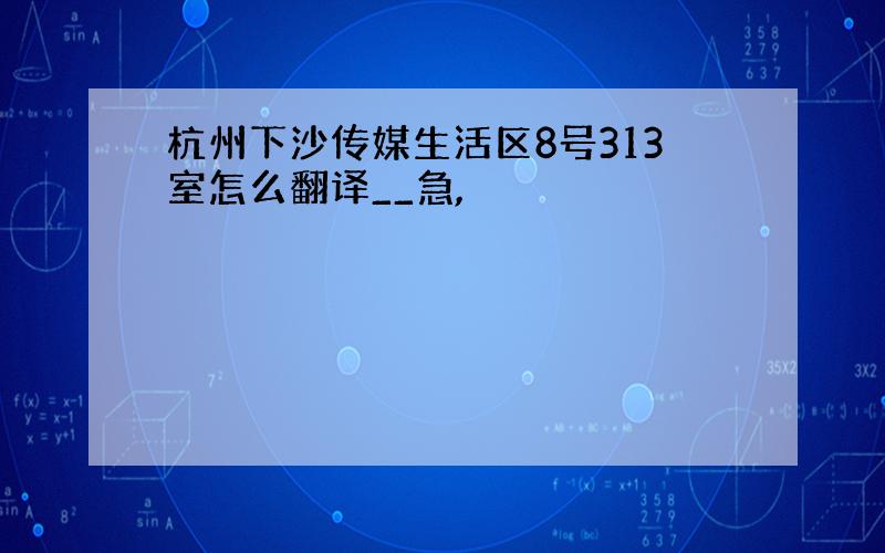 杭州下沙传媒生活区8号313室怎么翻译__急,