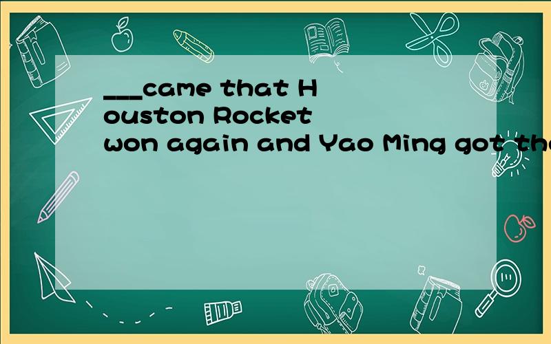 ___came that Houston Rocket won again and Yao Ming got the m